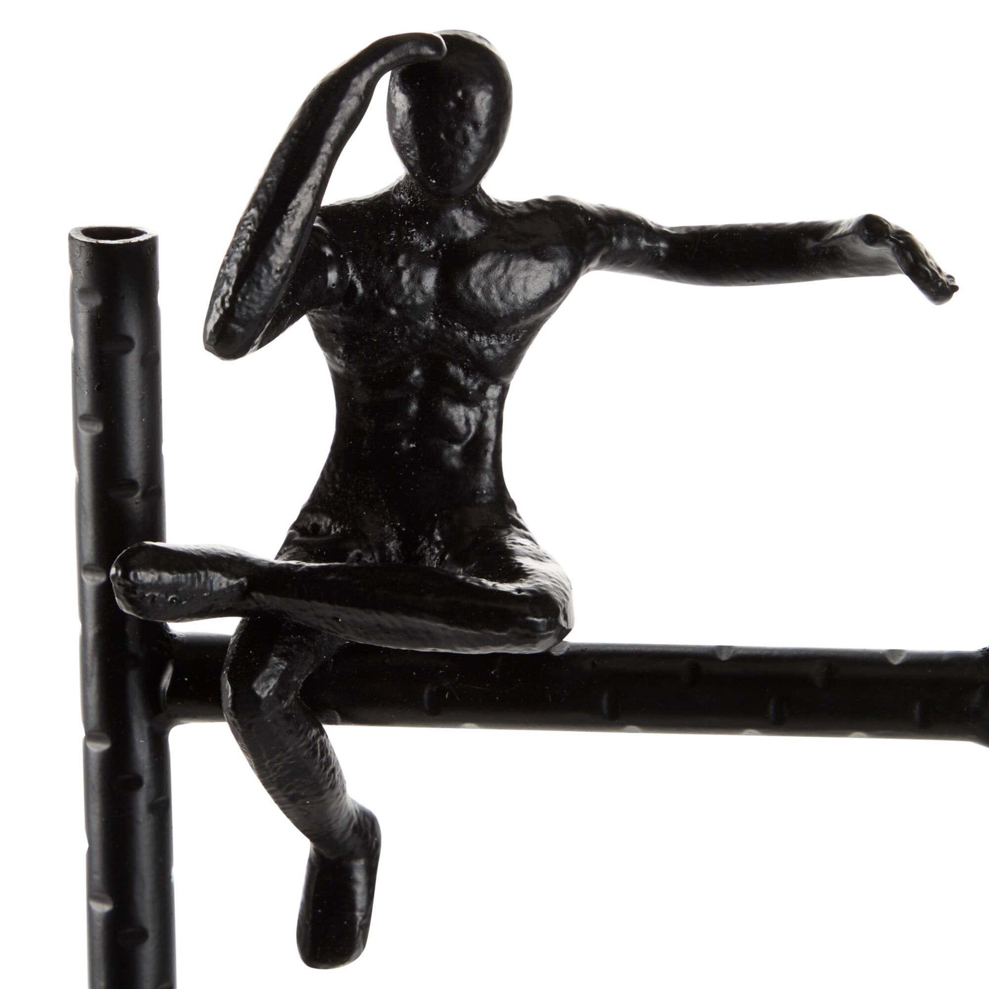 Black Metal Contemporary Sculpture, Geometric 27" x 5" x 9"